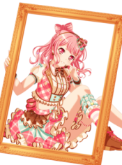A pinked hair anime girl sitting and holding an empty picture frame
